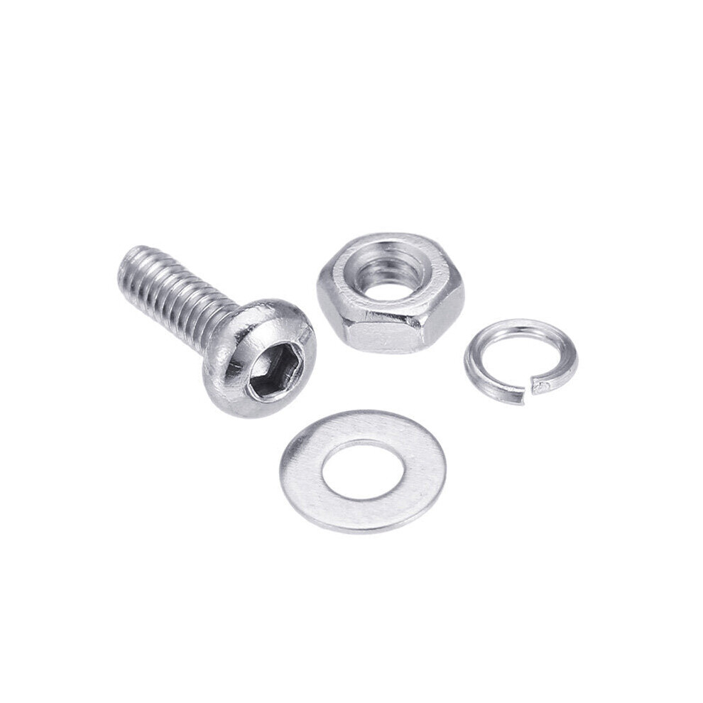 (Button Head) 600Pcs M2 304 Stainless Steel Hex Socket CapButtonFlat Head Screw Washer Nut Kit