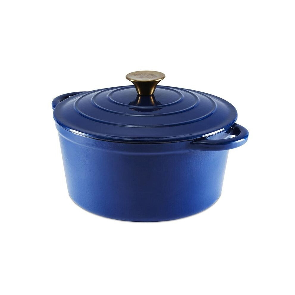 Tower Barbary & Oak 24Cm Cast Iron Round Casserole Blue