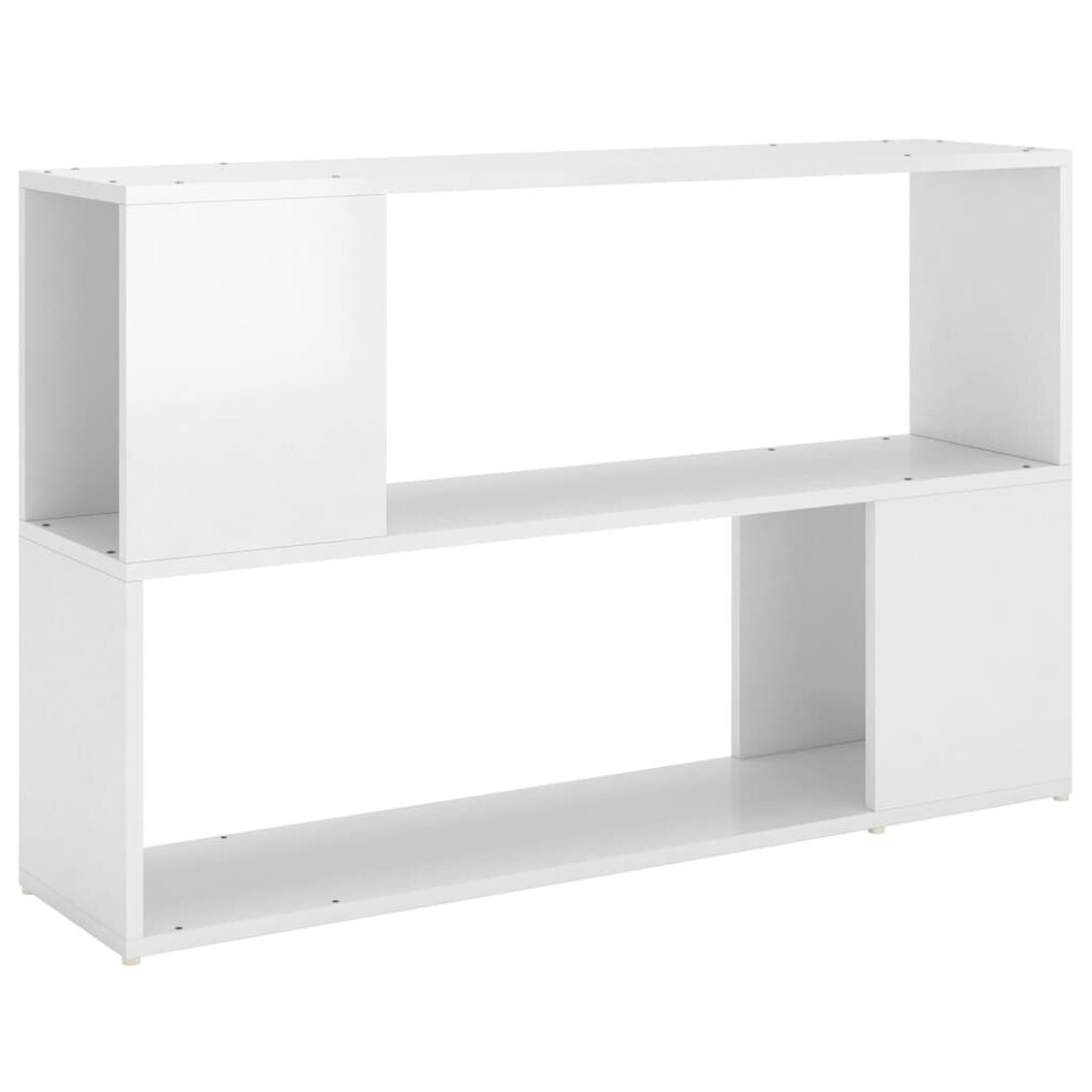 vidaXL Book Cabinet High Gloss White Chipboard Room Divider Standing Shelf