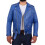 (Blue, M) Mens Real Cowhide Biker Leather Jacket Rock Blue 1