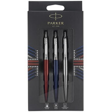 Jotter London Trio Discovery Pack Ballpoint Pen Royal Blue Gel Pen Red Kensington Mechanical Pencil Stainless Steel