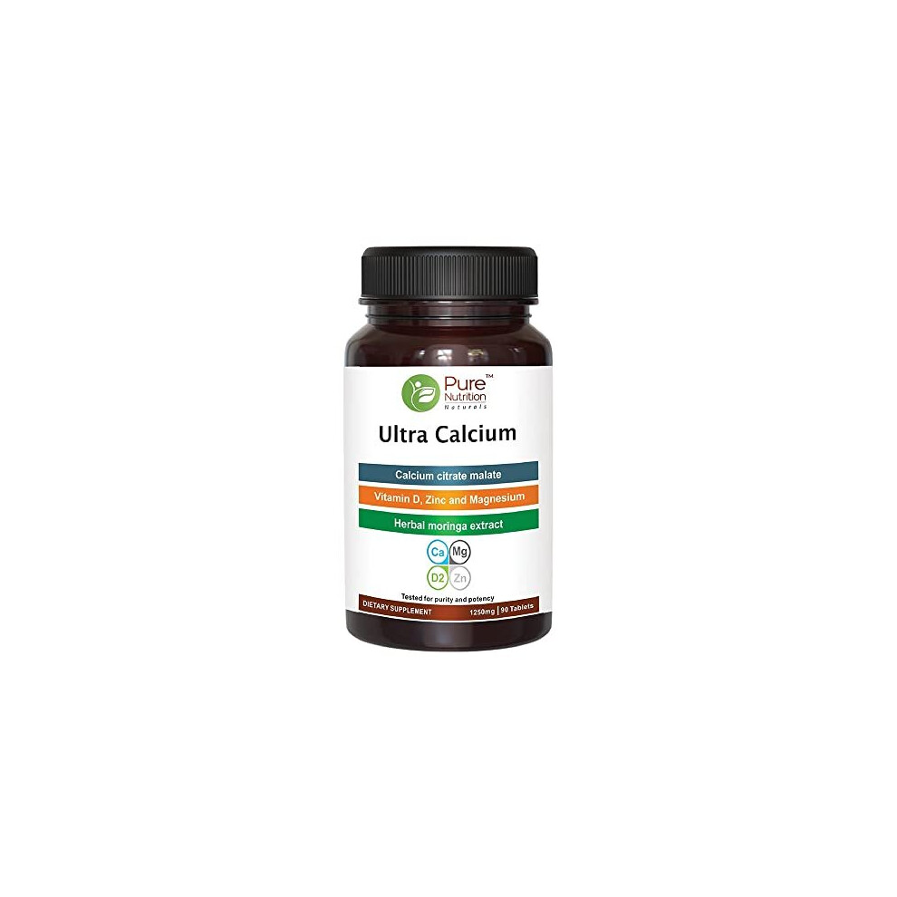 Pure Nutrition Ultra Calcium Citrate 1000mg Highly absorbable Calcium Supplement with Calcium Citrate Malate Vitamin D Zinc and Magnesium 1 Tablet