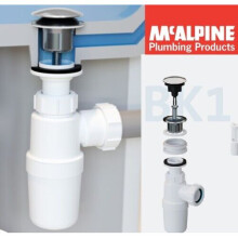 McAlpine Fast Fix Basin Clicker Waste with Bottle Trap 1 1/4" - BK1 Easy Clean