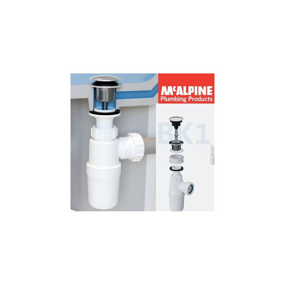 Mcalpine Fast Fix Basin Clicker Waste With Bottle Trap 1 1/4" - Bk1 Easy Clean