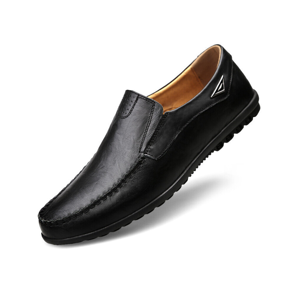 (Black-12) Men Shoes Casual Summer Mens Loafers Leather Moccasins Hollow Out Breathable Slip on Driving Shoes-image-OPC-PBQHK6B-NEW