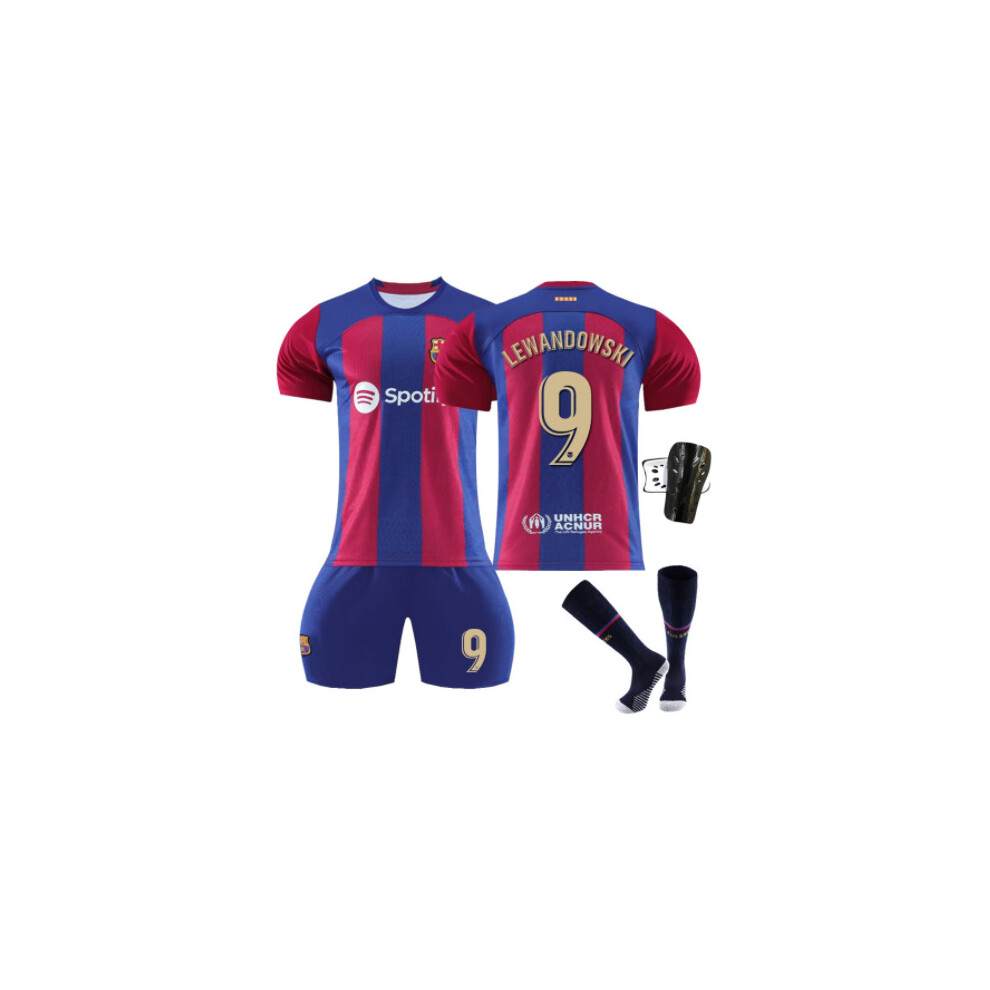 (XS, Blue 9A) Men women Boys girls Football Jersey suit MESSI 10# PEDRI 8# LEWANDOWSKI 9# sport fashion Uniforms set