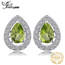 Pear Natural Green Peridot 925 Sterling Silver Stud Earrings for Women Gemstone Jewelry Party Accessories