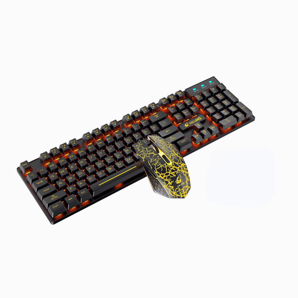 (black & orange backlight) 2.4G Wireless Keyboard & Mouse Set 104 Keys RGB Backlit Gaming Keyboard 800-2400DPI Optical Mouse for Computer Laptop PC