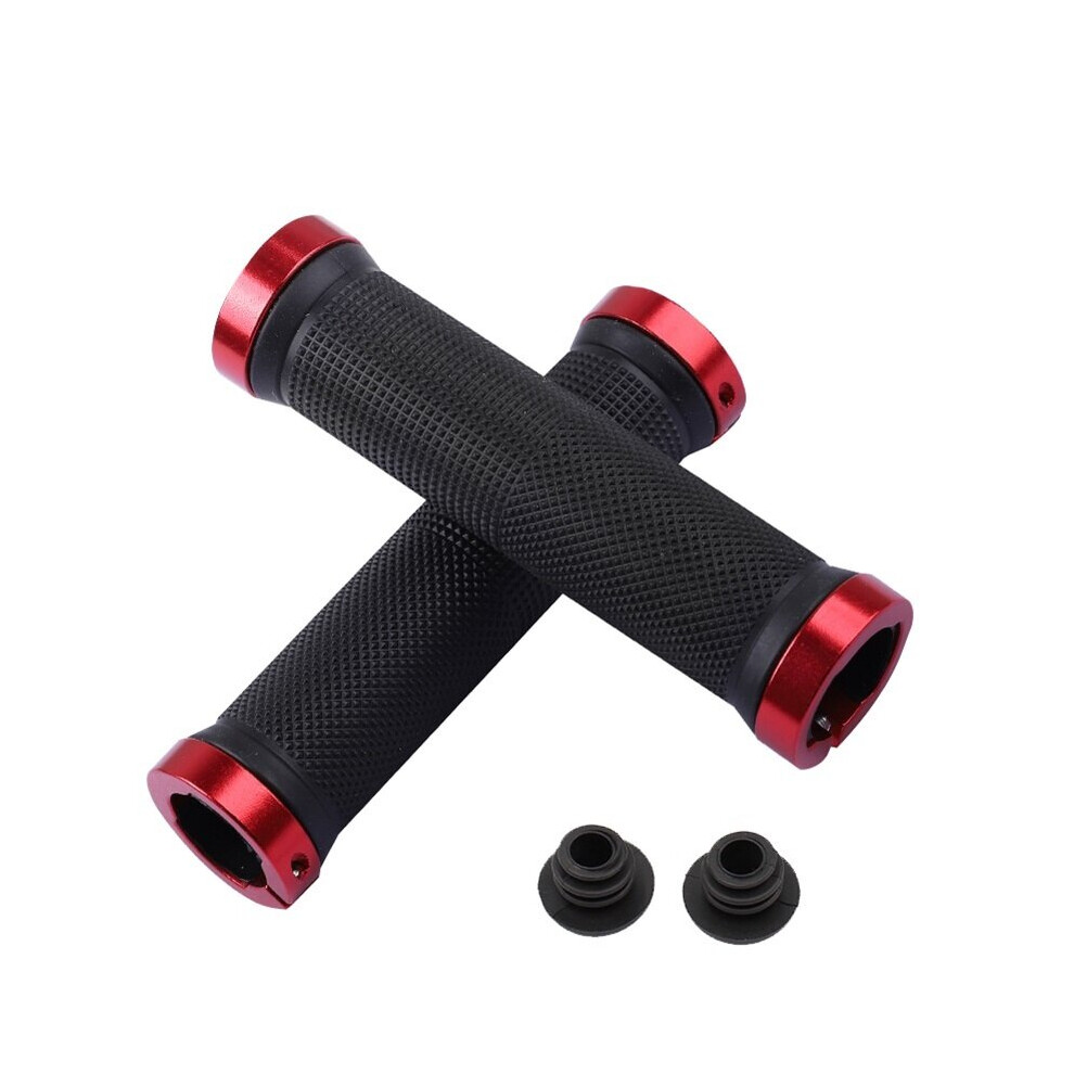 Photos - Grip & Bar End  ROCKBROS Bilateral Lock MTB Grips Bicycle Handlebar Cuffs Anti-skid 3D Rubber Shockproof Cycling Handle BM(a-Bilateral red)