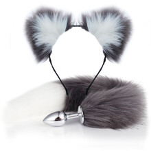 (F) Fox Tail Anal Plug With Hairband For Women Sexy Games Cosplay Toys Prop