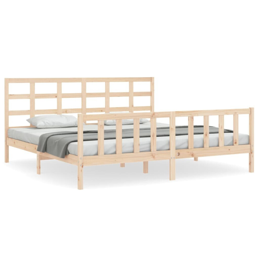 (brown, 160 x 200 cm) vidaXL Bed Frame Bed Base Wooden Bed with Headboard Black King Size Solid Wood