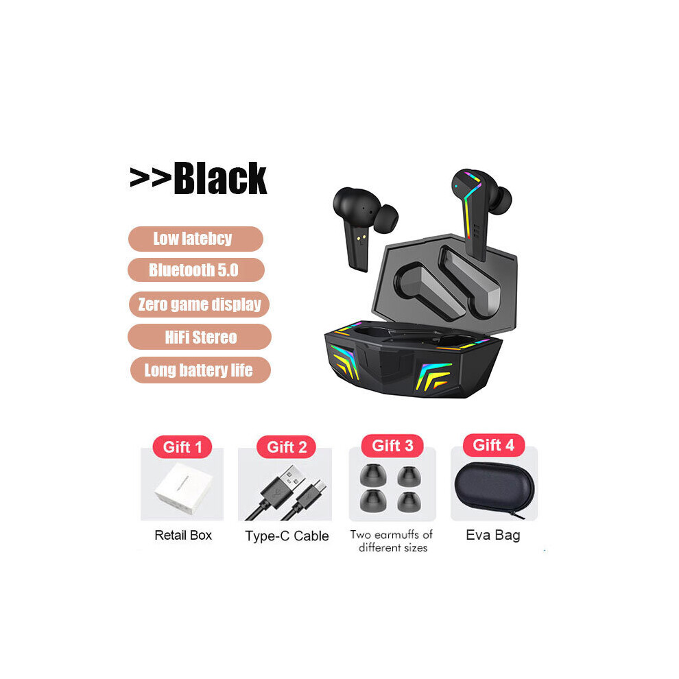 (A-G001 And Case) Kingstar Gaming Headsets Wireless Earphones 50Ms Low Latency Tws Fone Bluetooth Headphones Noise Cancelling Earbuds With Mic Black 4851204936659