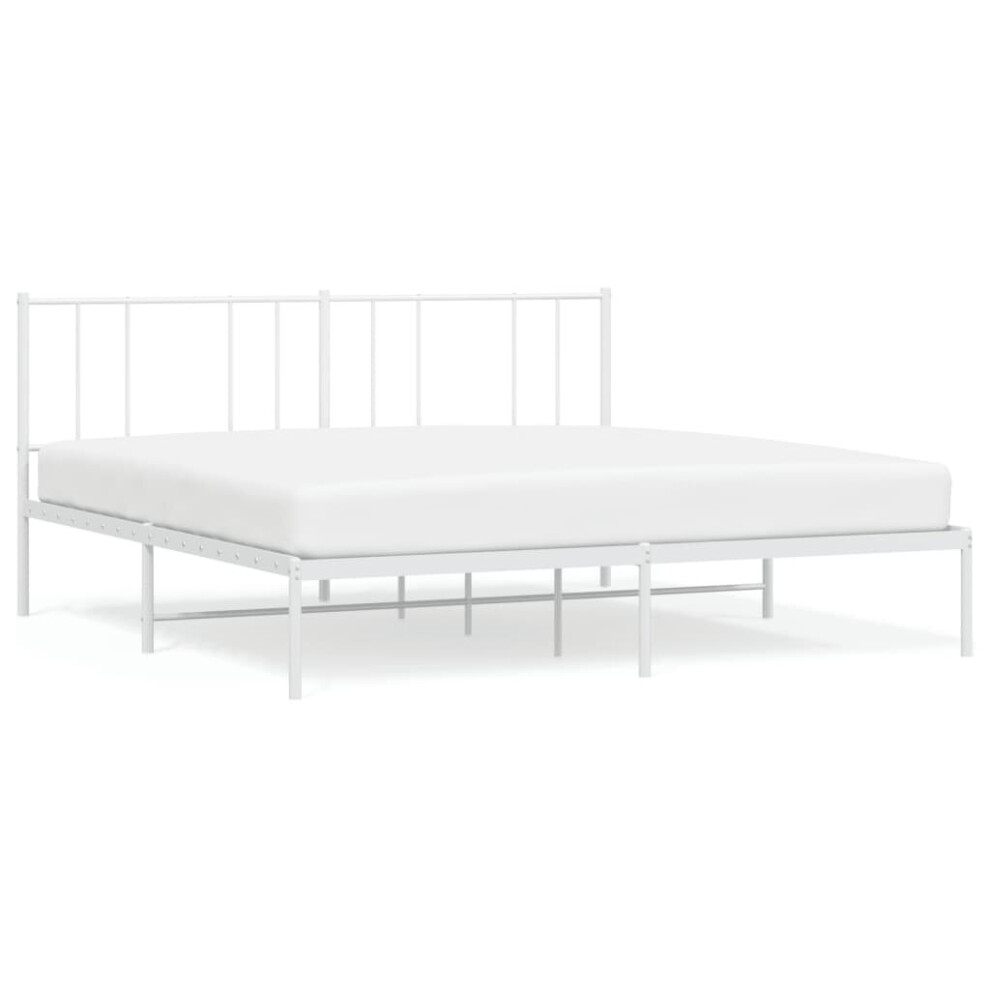 Vidaxl (White, 193 X 203 Cm/With Headboard) Metal Bed Frame With Headboard Bed Base Mattress Foundation Bedstead