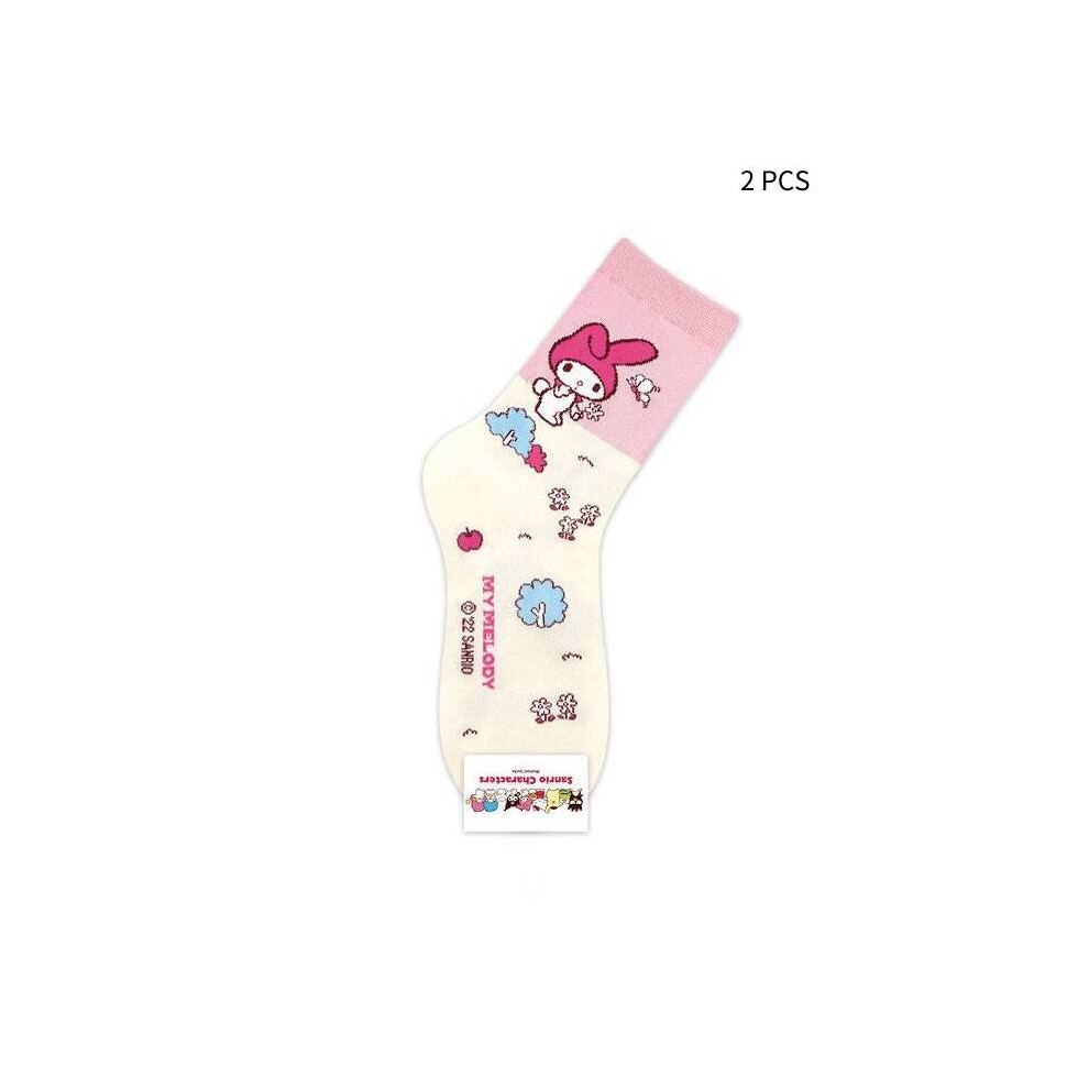 (Melody) Kuromi Melody Sanrio Hello Kitty Cinnamoroll Purin Cartoon Socks Accessory Gift