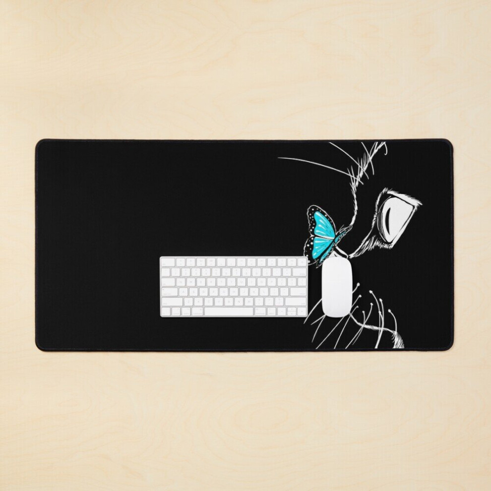 Desk Mat Boop! Butterfly On A Kitten Nose Large Gaming Mouse Pad 35X16 Inch 7802738325515