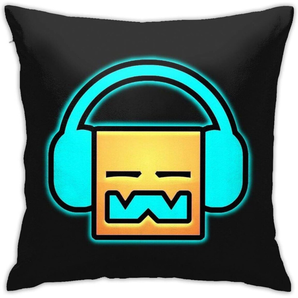 Geometry Dash Headphones Pillowcase Soft Cushion Covers Bedroom Couch Sofa Square Pillow Cases Home Decor Throw Pillow Covers 18x18 Inch