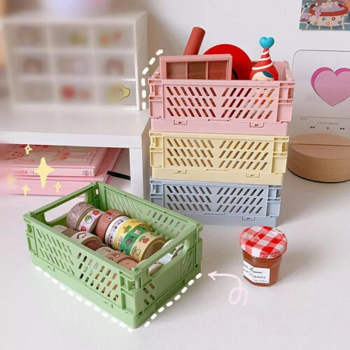 Mini Folding Storage Box Collapsible Storage Container for Home Small Things Home Office Stationery Organizer 2