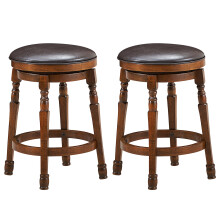 Set of 2 Bar Stools Kitchen Counter Height Pub Chair 360 °Swivel 24"/62cm Tall