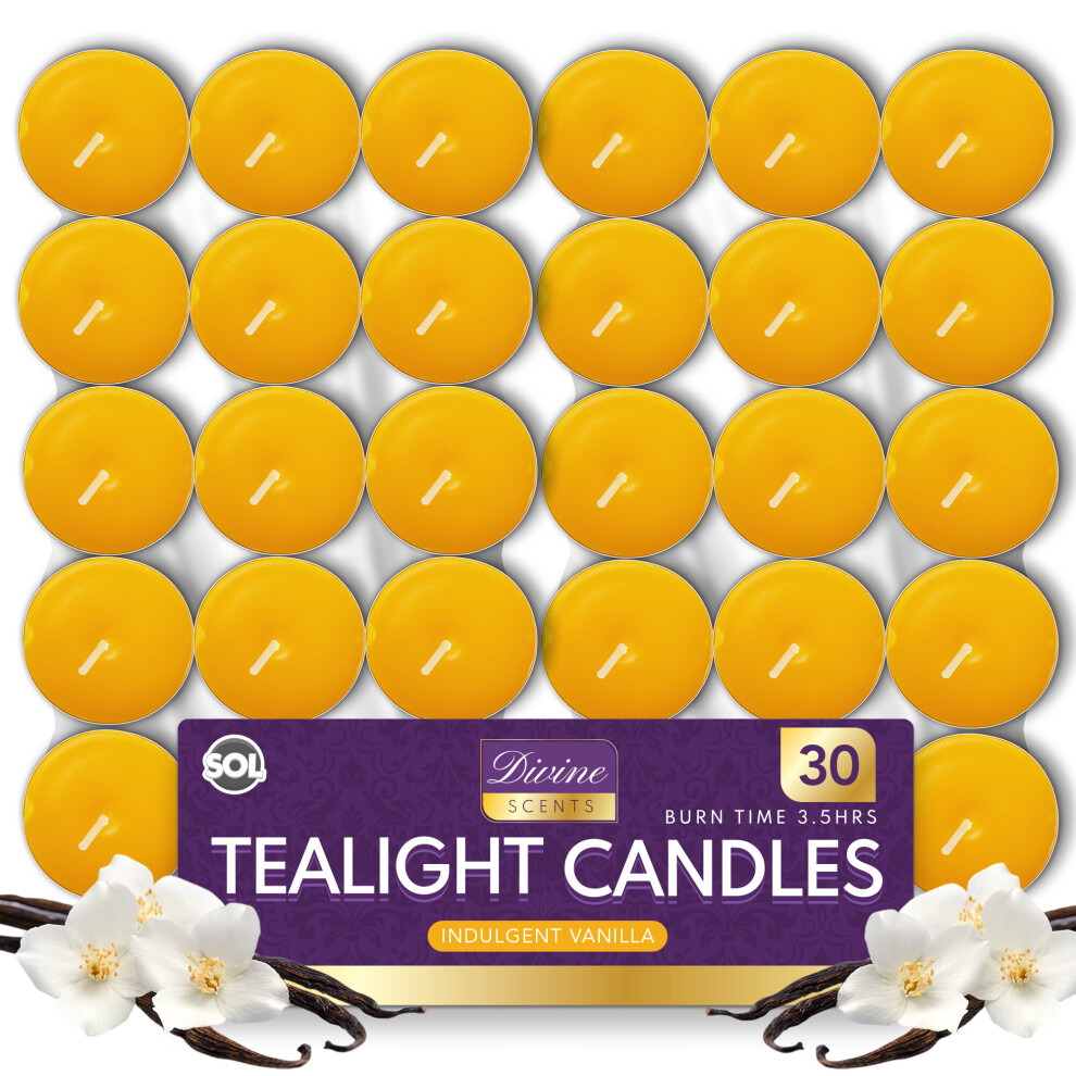 (Indulgent Vanilla) 30pk Scented Tea Lights Candles | Various Perfumes