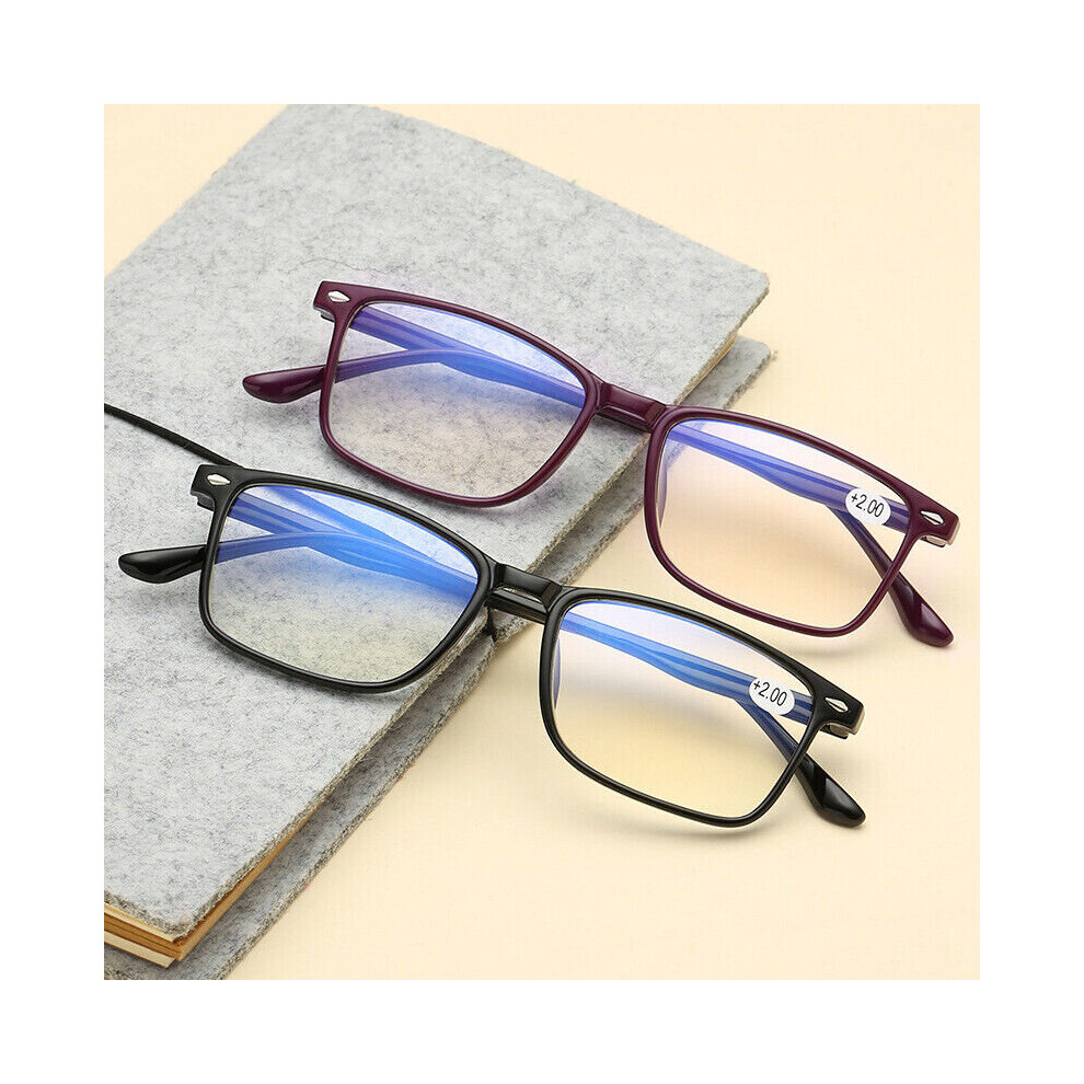 (Purple, 2) Unisex Reading Glasses Men Women Anti Blue Light Reader 1.0 1.5 2.0 2.5 3.0 USA