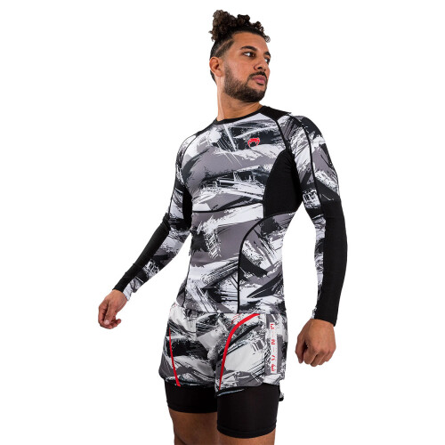 (Medium) VENUM ELECTRON 3.0 MMA LONG SLEEVE RASHGUARD - CAMO GREY 1