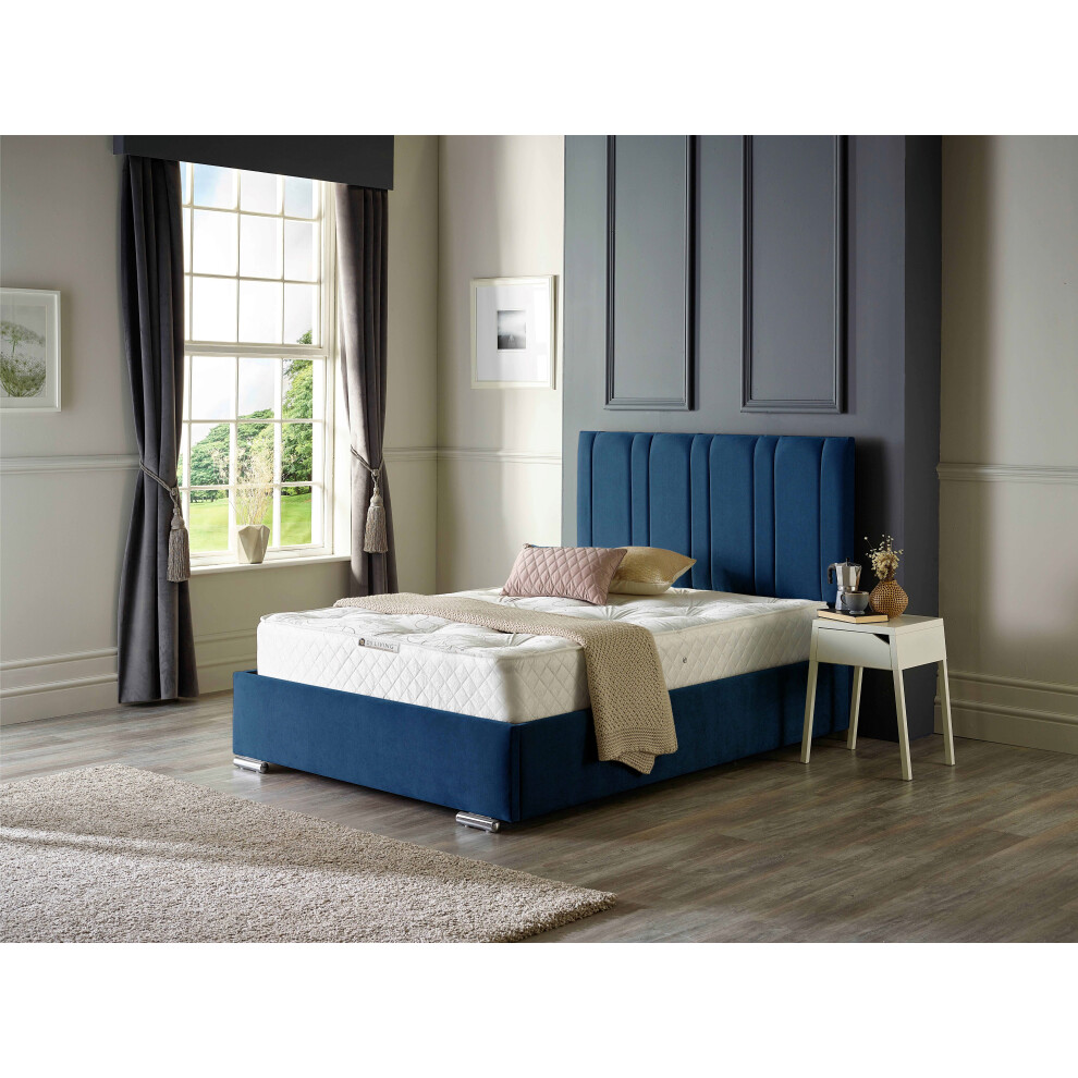 (4FT SMALL DOUBLE, ROYAL BLUE) Lilly Upholstered Soft Velvet Bed Frame