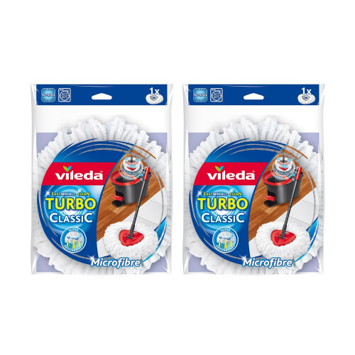 Vileda VILEDA Easywring et propre Turbo Classic Microfibre Mop Recharge Head Pack de 2