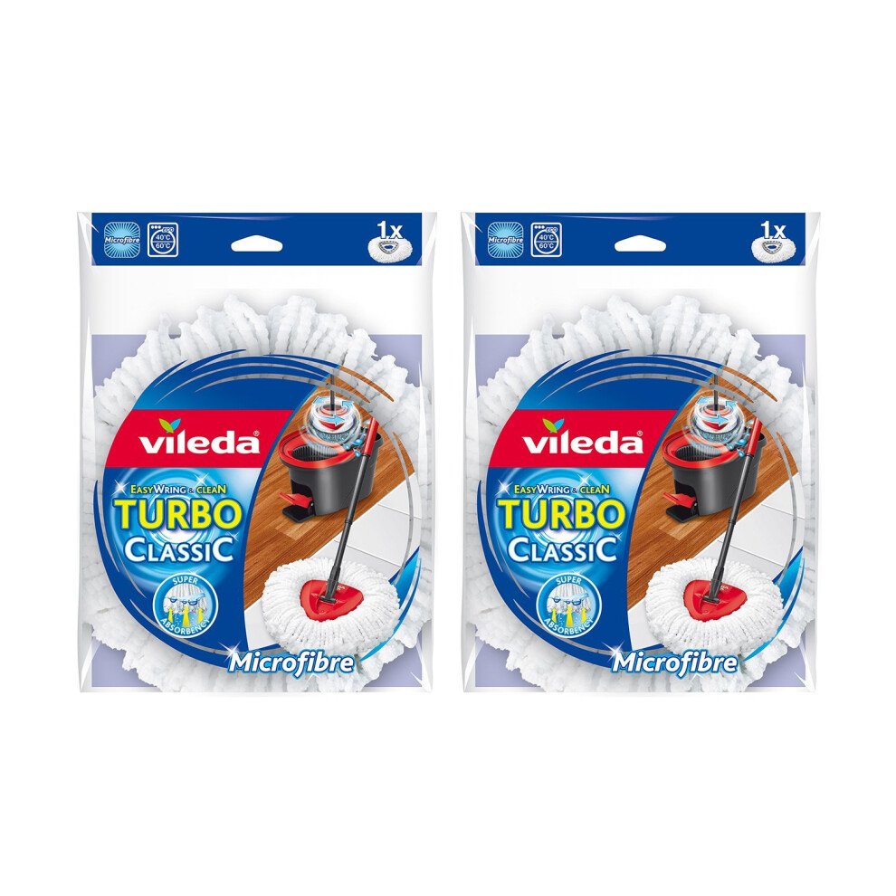 Vileda EasyWring and Clean Turbo Classic Microfibre Mop Refill Head, Pack of 2