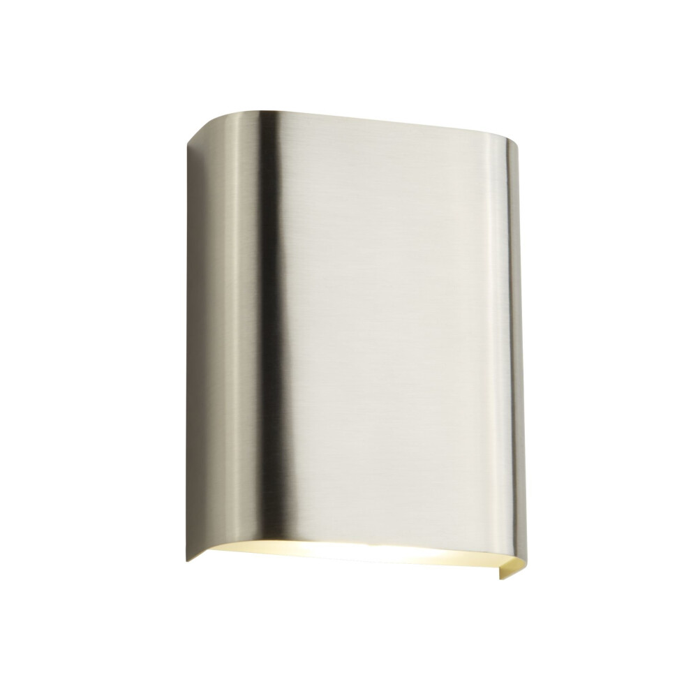 Searchlight LED Wall Light Satin Silver With Frosted Glass