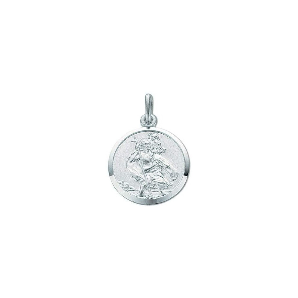(18" Chain) St Christopher Solid Silver  18mm