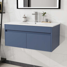 900mm Bathroom Vanity Unit & Ceramic Basin Wall Hung Cabinet Grey