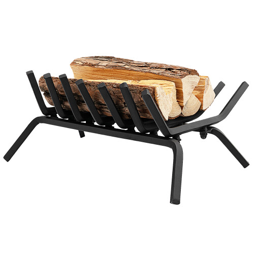 Costway Heavy-Duty Fireplace Grate Log Holder Raised Height Fire Pit W/ Steel Bars