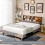 Casart King Platform Bed Frame Upholstered Slat Bed W/ Storage Headboard 8