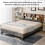 Casart Double Platform Bed Frame Upholstered Slat Bed W/ Storage Headboard 7