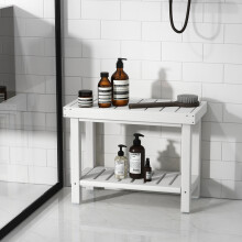 2-Tier Shower Bench Stool W/ Foot Pads Spa Chair Seat Waterproof HDPE