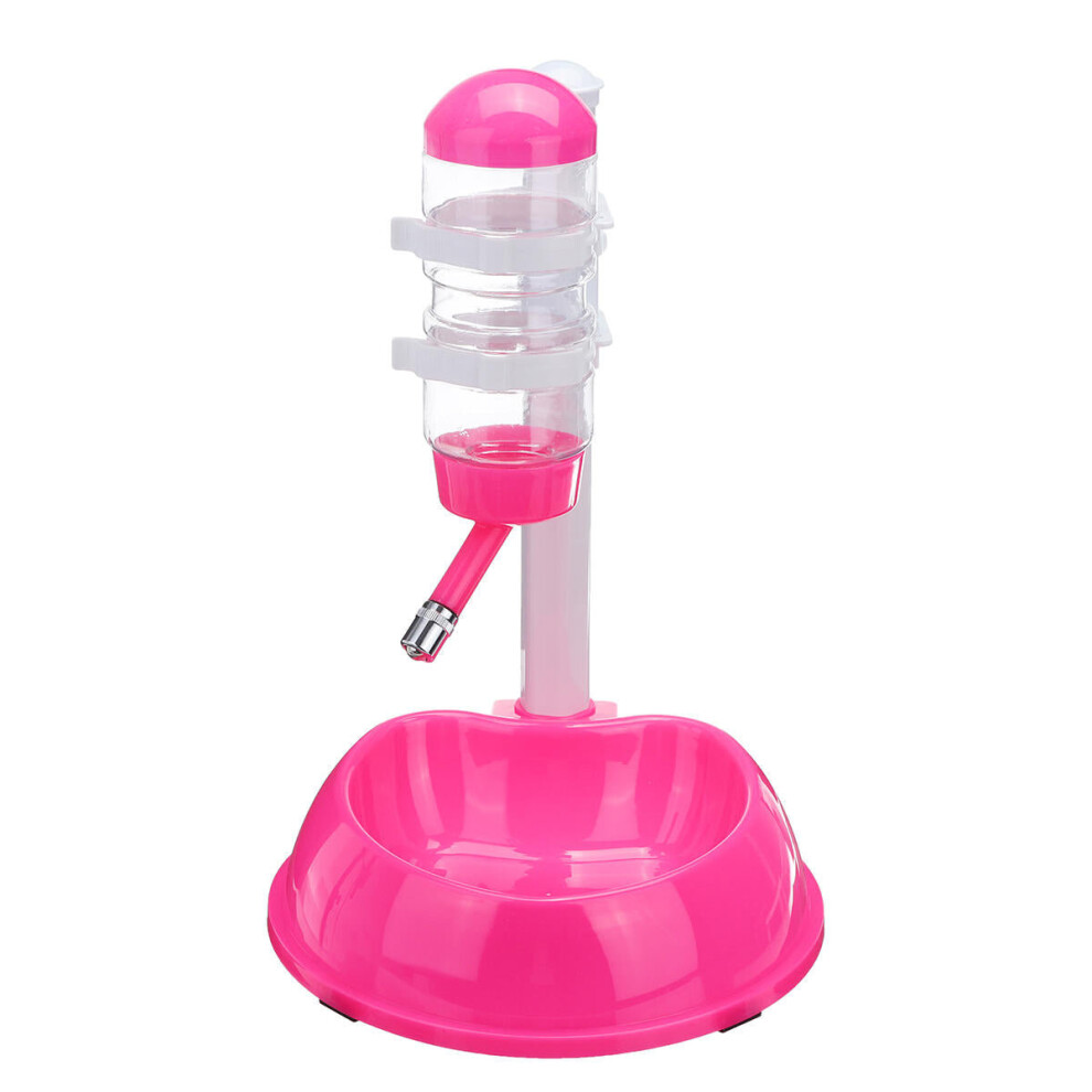 (Pink, without feeder bin) Automatic Pet Water Drinker Cat Dog Bowl Fountain Bottle Food Feeder Dispenser