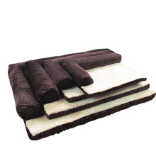 (Coffee, XL) Corduroy Bolster Pet Dog Sofa Bed Puppy Fleece Mat