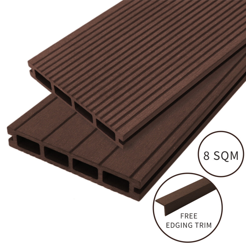 Composite Decking Boards Edging Wood Plastic Fixings Pack  / 8 SQM Conker Brown