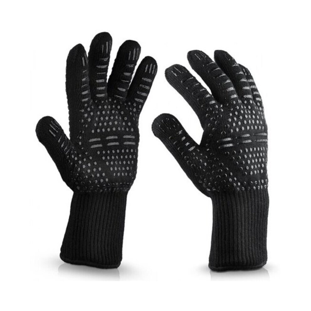 300-500 Centigrade Extreme Heat Resistant Bbq Gloves- Black