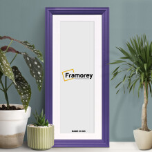 (Purple With White Mount, 22x9" Pic (26x13" Frame)) Panoramic Size Purple Picture Frame / LW Style Wall Art Frame / Modern Photo Frames With Multicolored Mount