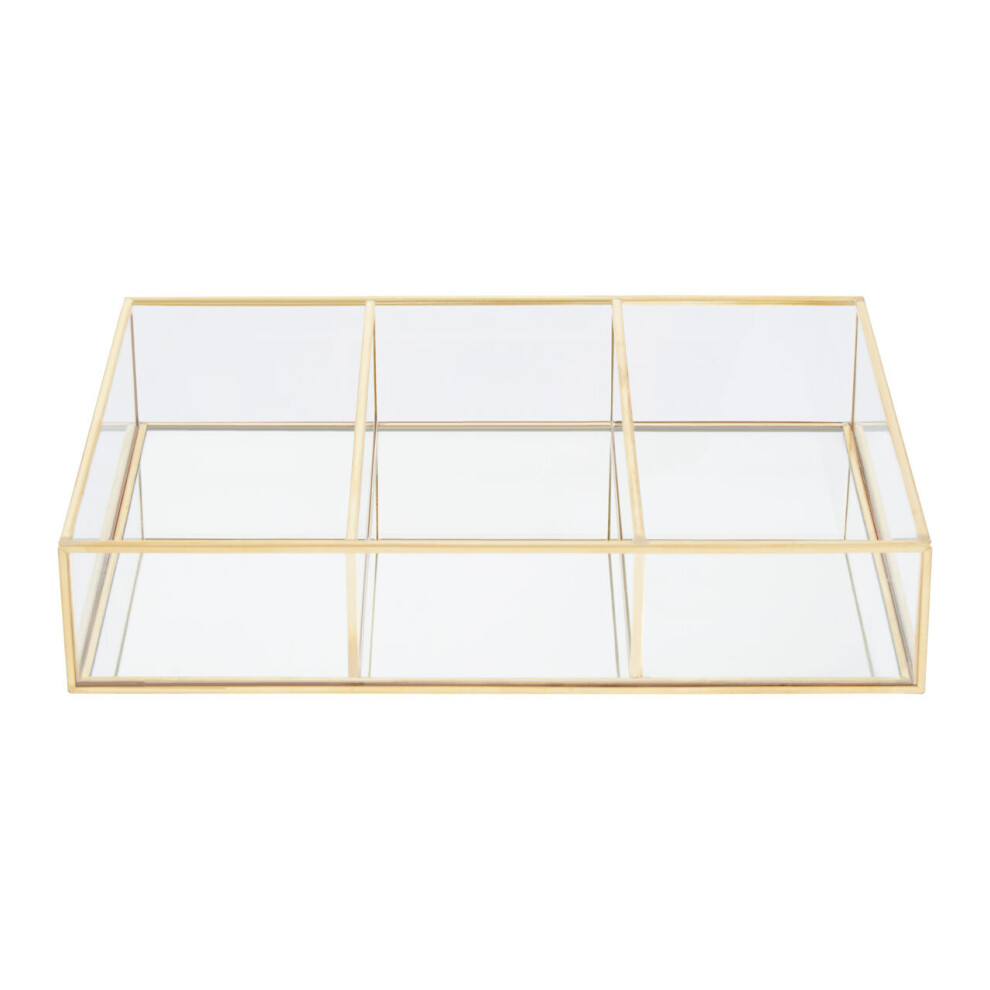 Premier Housewares 3 Compartments Clear Glass Makeup Organiser