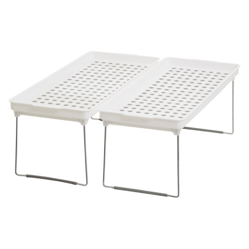 Premier Housewares Adjustable White And Grey Cabinet Racks, Stylish Racks For Kitchen, Durable Robust Racks For Kitchen 1