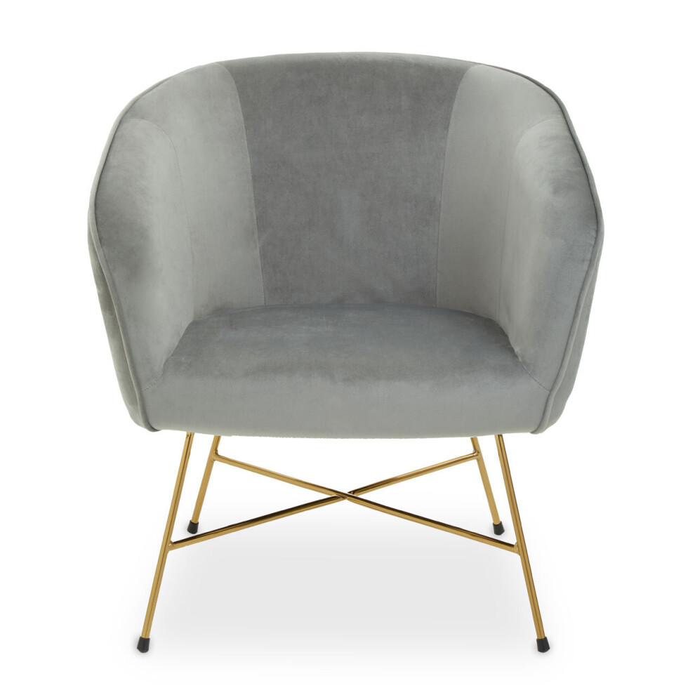 Premier Housewares Chair With Metal Frame, Comfy Outdoor Velvet Chair Metal, Effortless Cleaning Velvet Chair Grey