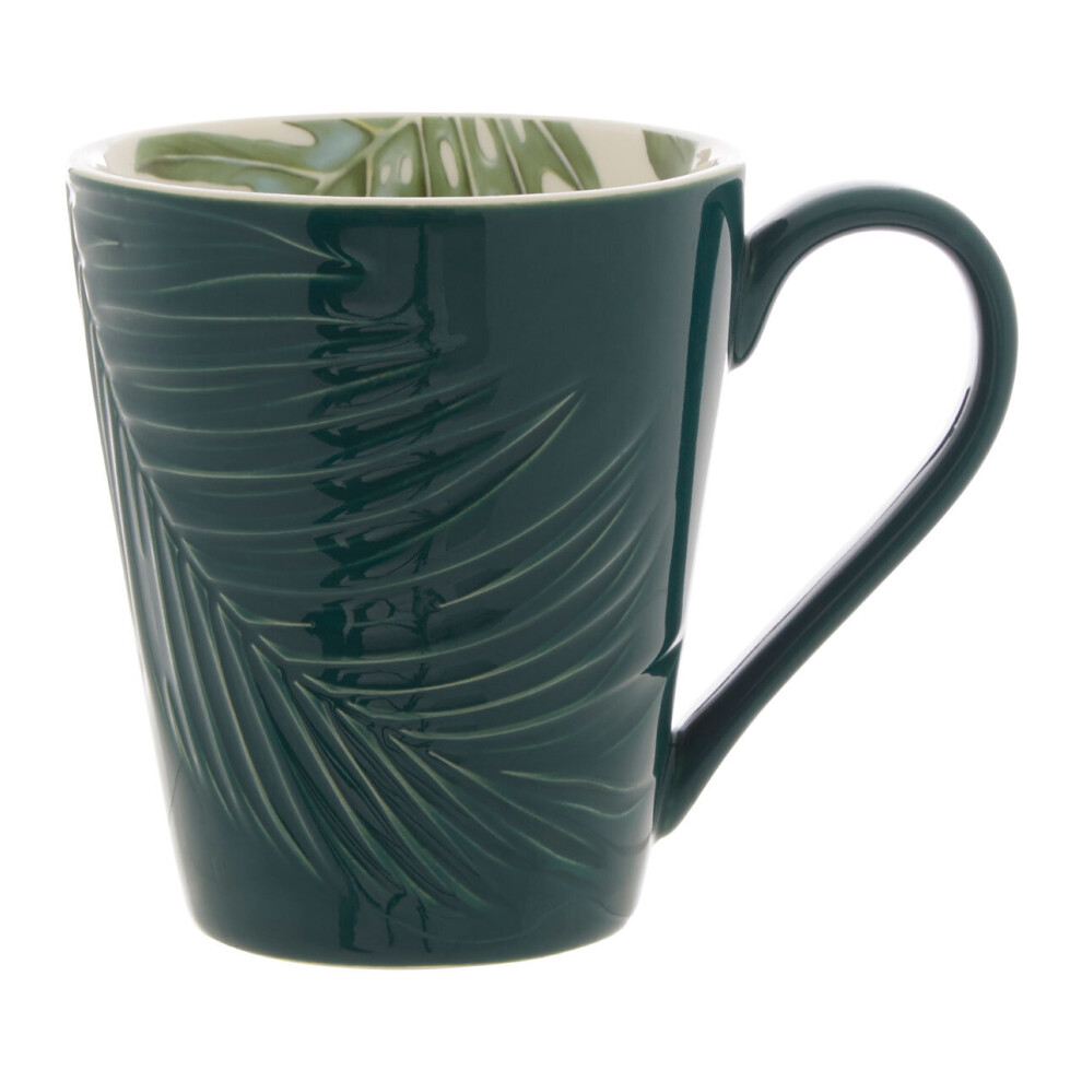 Photos - Mug / Cup Premier Botanical Mug With Curved Handle,Green Porcelain Mug With Embossed Palm Leaf Detailing,Perfect For Gifting 0723340 