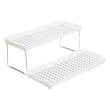 Adjustable White And Grey Cabinet Racks, Stylish Racks For Kitchen, Durable Robust Racks For Kitchen