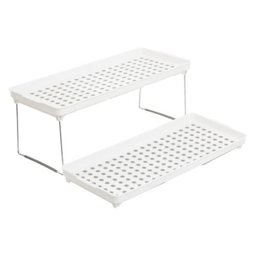 Premier Housewares Adjustable White And Grey Cabinet Racks, Stylish Racks For Kitchen, Durable Robust Racks For Kitchen