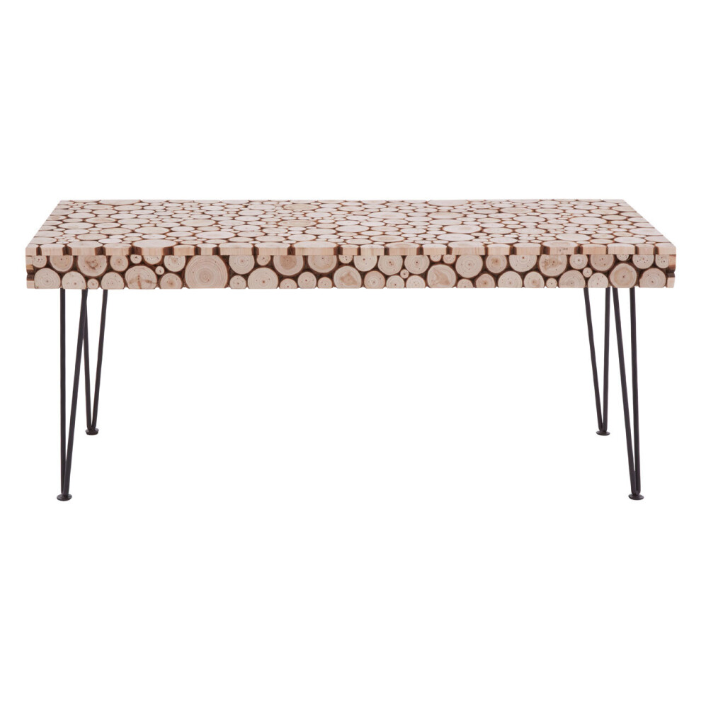 Premier Housewares Handcrafted Coffee Table, Versatile Design Wooden Table, Stable Coffee Table, Sleek Table With Hairpin Legs Brown
