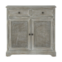 Slate Grey 2 Drawer Cabinet, Pine Wood Colonial Vanity Storage for Shoe Rack, Bathroom, Home & Office