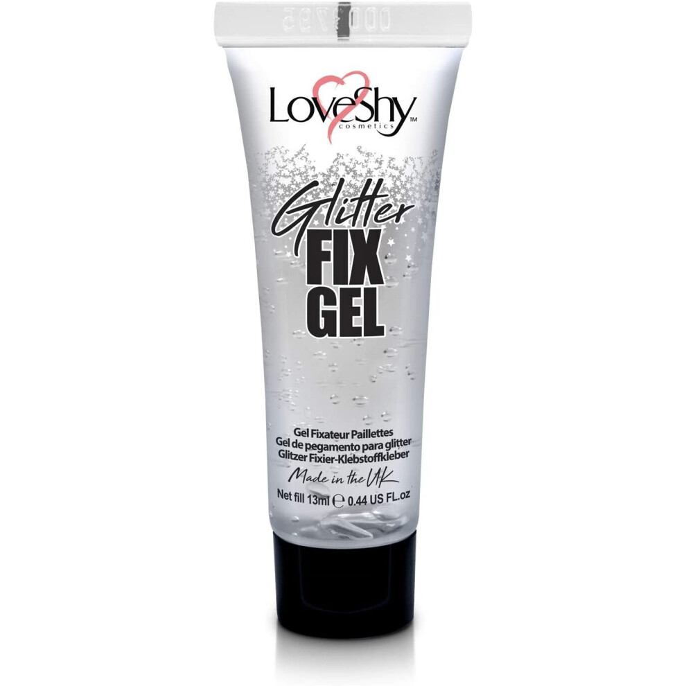 Glitter Fix Gel by LoveShy Cosmetics - Vegan Face and Body Adhesive Primer glue for glitter, eye shadow, pigment, eye dust application