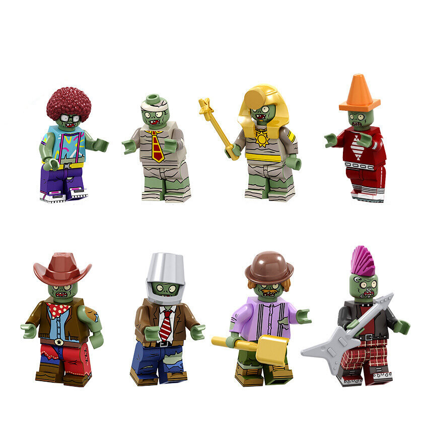 8PCS Plants vs. Zombies Series Bucket Cowboy Roadblock Zombie Toy ...